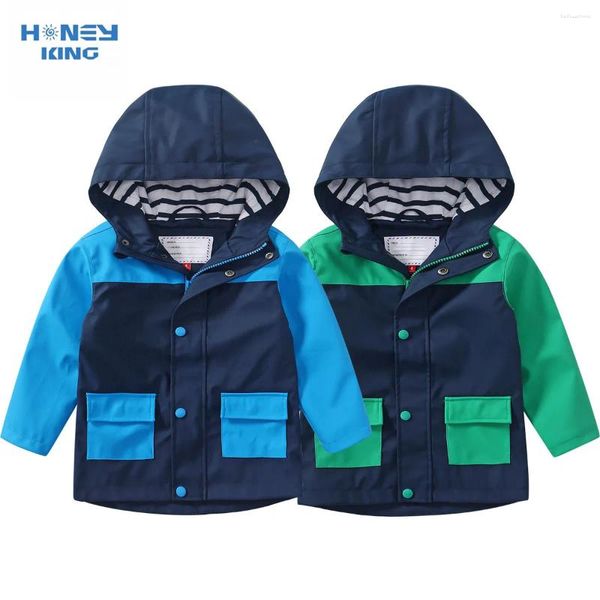 Giackette Honeyking baby for Boys Sport PU in pelle con cappuccio con cappuccio per bambini capri da pioggia per bambini esterni impermeabili