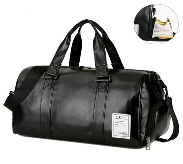 Designergym Bag Deri Spor Çantaları Ayakkabılar İçin Büyük Mentral Tas Lady Fitness Yoga Seyahat Bagajı Omuz Omuz Black Sac De Sport2169084