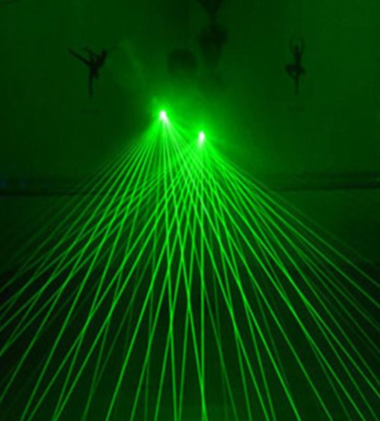 Luva laser vermelha verde com 4pcs 532nm 80mw LED lasers lasers de dança leve Luvas luminosas de palmeiras para DJ Club KTV Gloves3656941