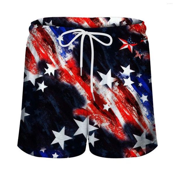 Frauen Shorts Independence Day Frauen amerikanische Flaggenmuster Casual Draw String Elastic Taille Kurzhose 4 von Juli Socken für