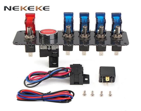 Motor Başlatma Düğmesi Karbon Yarış Arabası 12V Kontak Anahtar Paneli1637598