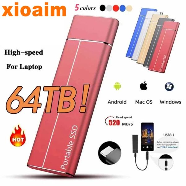 Scatole per Xiaomi SSD Portable SSD Disk a stato solido esterno 2 TB Discorso rigido ad alta velocità Dispositivo di archiviazione disco rigido da 4 TB per computer/Mac/PS4