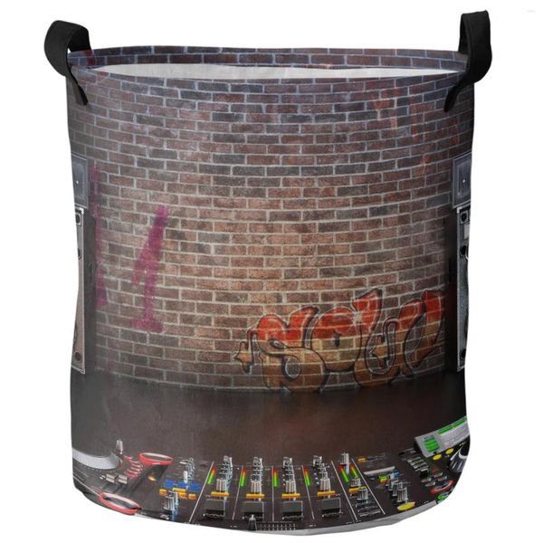 Bolsas de lavanderia Equipamento musical Tijolo de parede Retro cesta suja