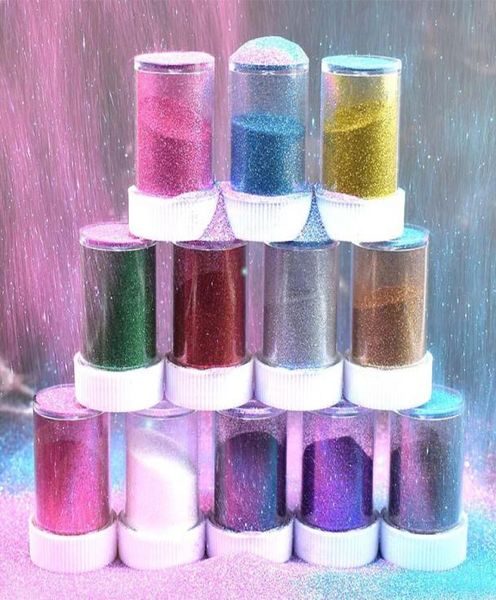 20g Glitter Powder para brilho labial Diy Lipgloss Base Gel Tools Versagel Shimmer Face Glitter Mapage Use 12 Colors2541603