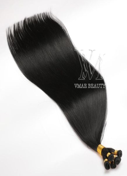 VMAE European Black Hair Schuss 100g Russische Jungfrau Handtierte Gewohnheitsmethode Hand gebundene Handgefüge von Schuss menschlichem Haar Erweiterungen4370117