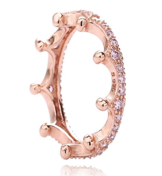 Аутентичное 925 Серебряное кольцо стерлингового кольца Зачарованная корона с хрустальными кольцами для женщин свадебная вечеринка Fine Europe Demonicate Jewel7720899