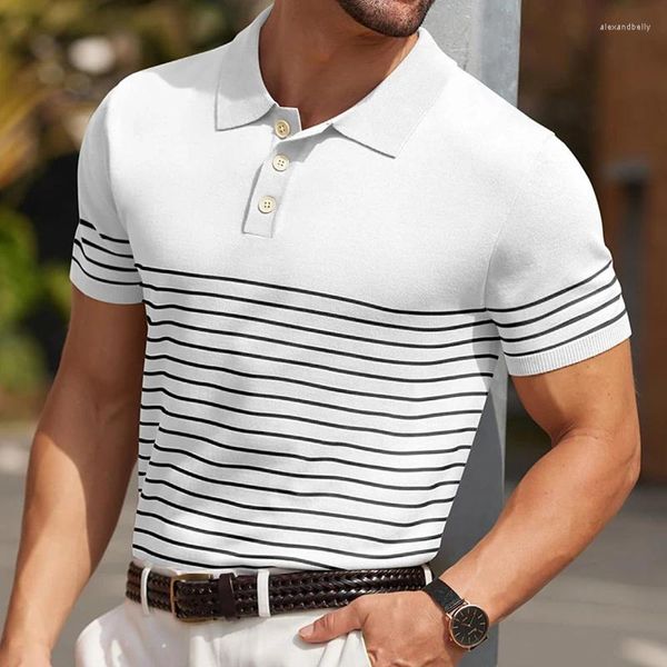 Polos masculinos roupas de verão lazer de luxo malha