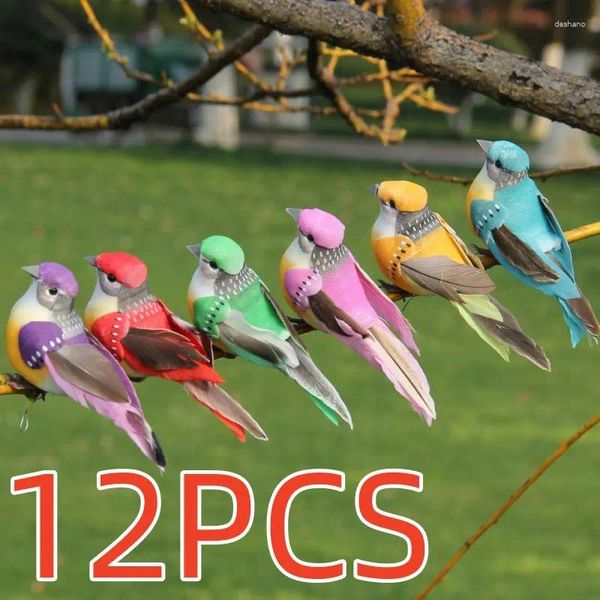 Dekorative Figuren 12pcs Künstliche Vögel gefälschte Schaumtier -Simulation Federmodelle DIY Hochzeit Hausgarten Ornament Dekoration