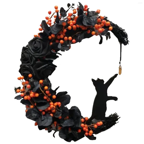 Fiori decorativi ghirlande ghirlanda porta sospesa a sospensione creativa simulazione gotica di Halloween decorazione rosa nera