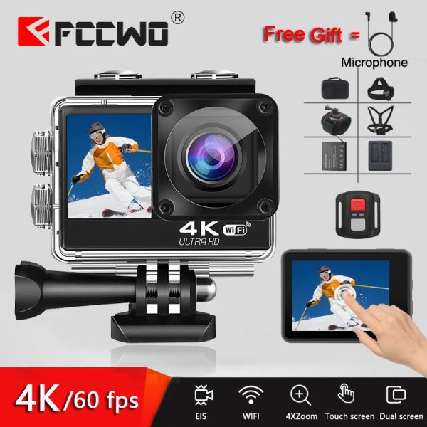 Камеры H11 Action Camera 4K 60FPS 20MP 2,0 Touch LCD EIS Двойной экран Wi -Fi Водонепроницаемый пульт дистанционного управления 4x Zoom Helme Sports появился