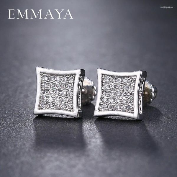 Bolzenohrringe Emmaya Square Women Cubic Zirkonia Kristallschmuck weiße schwarze CZ für weibliche Trends