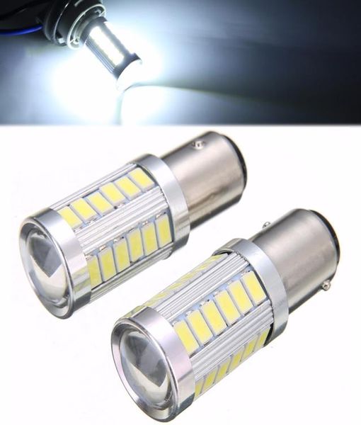 2PCS Bay15d P21 5W 1157 33 SMD LED Backup do farol de carro de nevoeiro reverso da luz da luz da luz de reposição Bulbo 6500K LIGHTENCIONANTE BRANCO