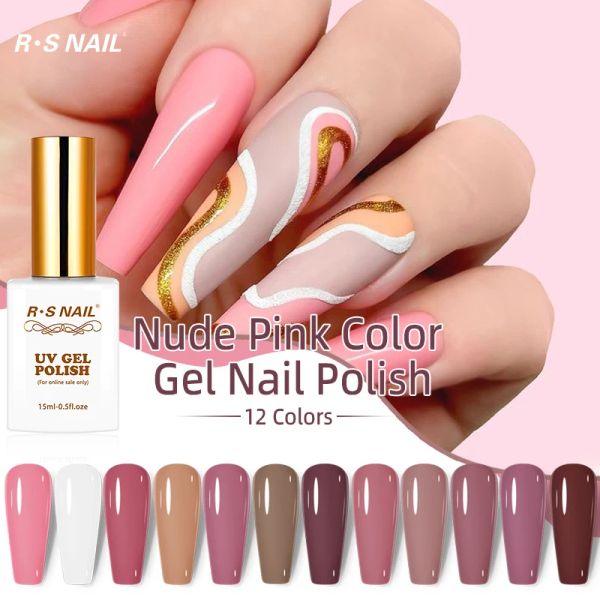 Kits rs unha prego 15ml gel esmalte rosa nude all for manicure semi permanente de imersão em gel uv uil art varnish top top matte coul