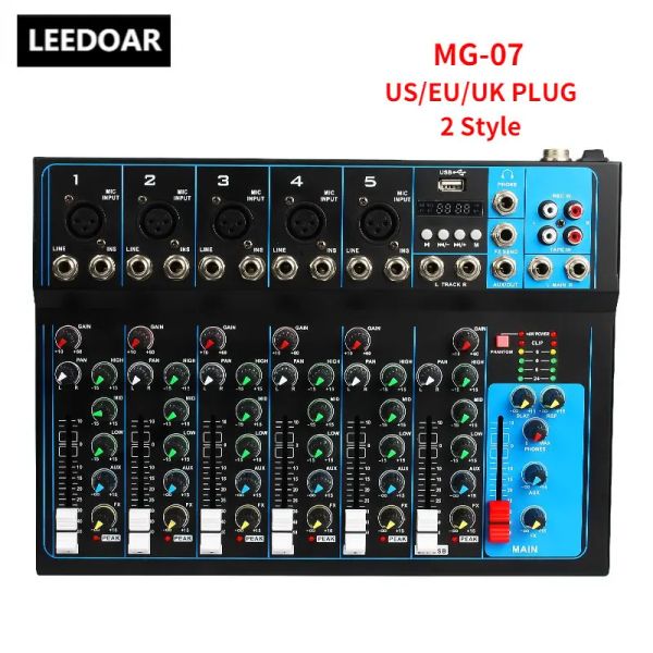 Микшер Leedoar Professional Sound Mixer Table Stage Live Studio Karaoke Mini Audio Mixer USB -консоль DJ KTV Show 7 Channel