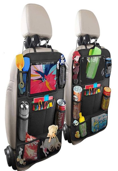 Organizzatore del sedile posteriore dell'auto con porta tablet touch screen 9 tasche di stoccaggio bacchette per seggiolino per bambini per bambini Toddlers3017657