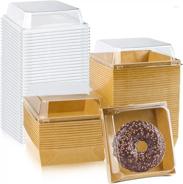 Retire contêineres quadrados de papel descartável Charcuterie Boxes Food Bakery for Cake Cookies Sandwich