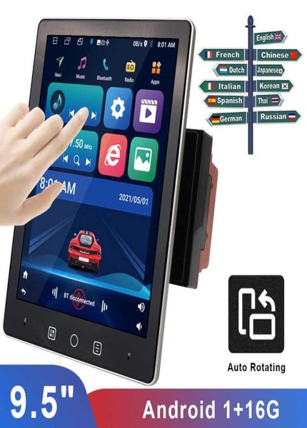 Android 90 95quot HD 1080p 12V Carro de rotação automática MP5 Player 116g IPS Touch Screen Builtin GPS Navigation Automotori7660717