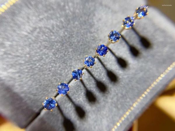 Orecchini per borchie autentica zaffiro 4 mm 4mm gemma blu scuro semplice 925 argento per ragazza