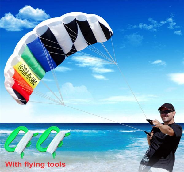 Dual linee Parafoil Kite Flying Tools Line Power Braid Sailing Kitesurf Rainbow Toys Outdoor Sport Sports Beach Kites5651425
