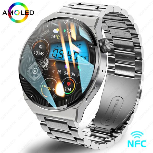 Watches 2023 Yeni Saat GT3 Pro Smart Watch Erkekler NFC Su Geçirmez Spor Fitness Tracker Bluetooth Huawei android için akıllı saat adamı