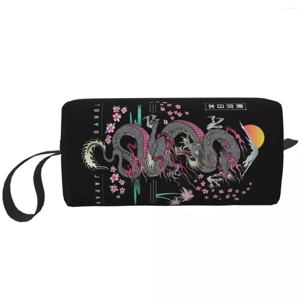 Stume da stoccaggio Tokyo Giappone Dragon Cosmetic Borse Kawaii tradizione asiatica giapponese Tattoo Art Case di bellezza Toilette di bellezza