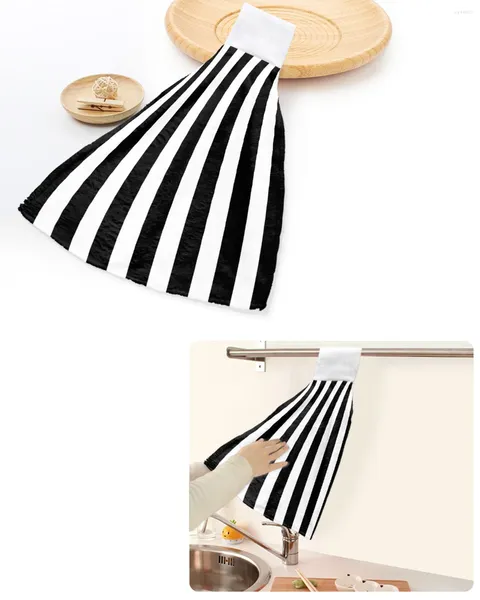 Toalha simples listras pretas e brancas toalhas de mão casa de cozinha banheiro pendurado panos de louça