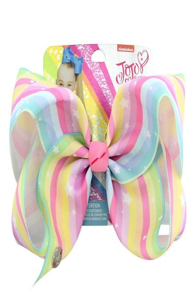 Jojo siwa 20 cm grande arcobaleno unicorno firma capelli arco con carta e logo in metallo bambine per bambini accessori per capelli peli di moda 9770281