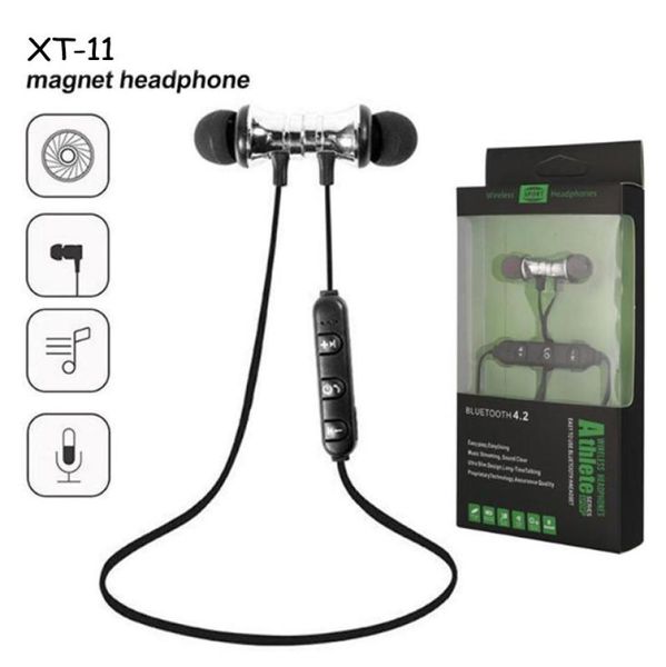 XT11 Magnet Sport Kopfhörer BT 42 Wireless Stereo -Ohrhörer mit Mikrofon -Ohrhörer -Bass -Headset für iPhone Samsung LG Smartphones mit 9192758