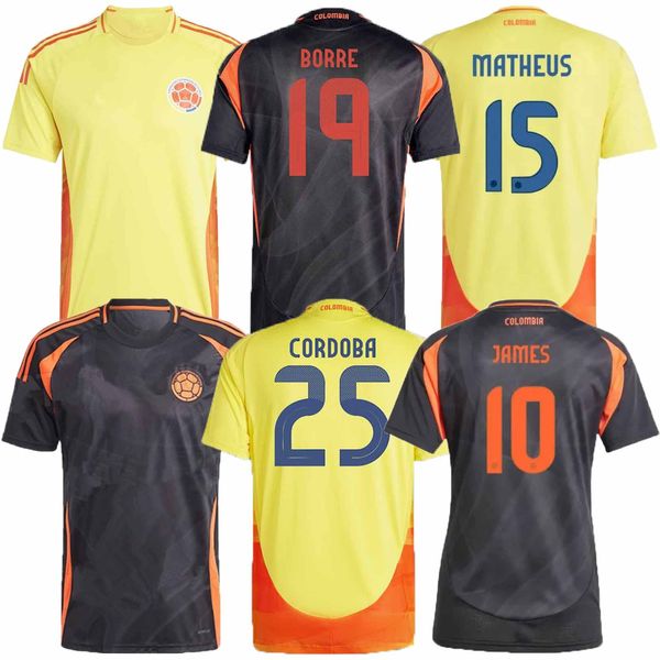 Camisetas Kolumbien James Soccer Trikots Kit Spieler Version 2024 COPA America Columbia Nationalmannschaft D. Valoyes Arango C. Chucho Cuadrado Football Top Shirt Uniform