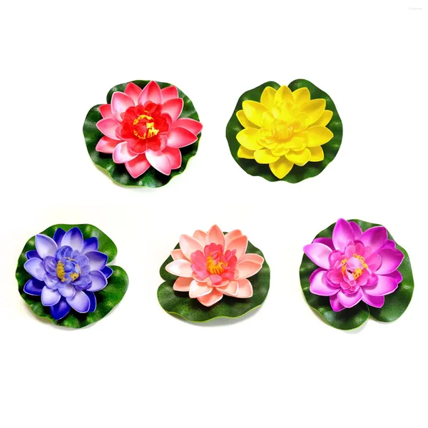 Dekorative Blumen realistische künstliche Lotus Blumenblumen -Teichtank Lillies 5pcs Geschenk Schöne 10 cm 5pcs/set Floating Water Fake