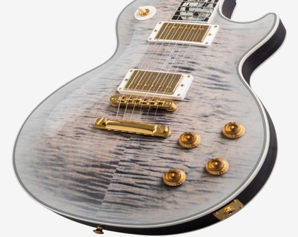 Rare Ultima Run Limited Run Grey Burst Flamemaple Top Guitar Electric Guitar 3 peças Maple Maple Neck Iceflame Incloy Gold Grover Imperial T7697262