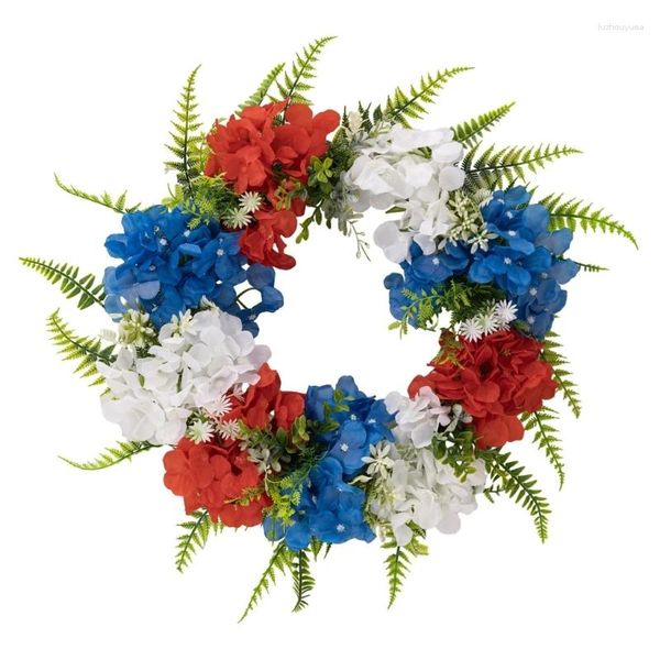 Flores decorativas Independence Day Wreath Decorations Simulações Habranças de porta Spring f0t4