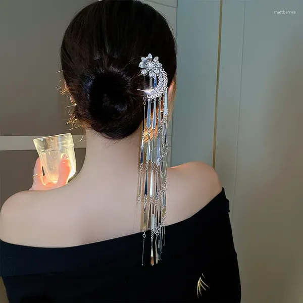 Cabelos clipes de estilo chinês bastões para mulheres retro metal borla chapas de cabelo meninas de cabelo étnico Acessórios de dança étnica jóias