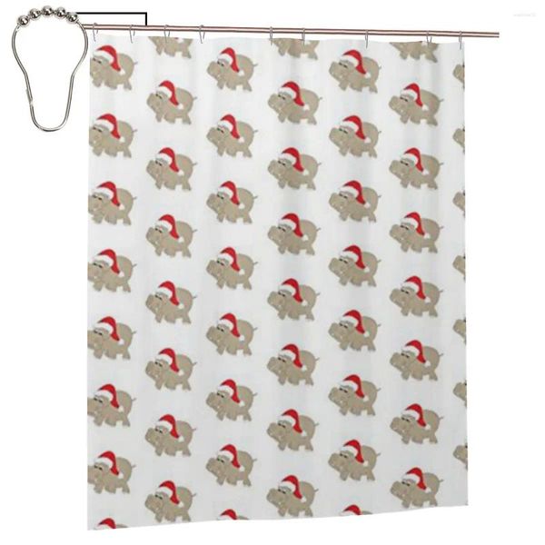 Duschvorhänge Weihnachts -Hippopotamus Vorhang für Badehörer Personalisiertes lustiges Badeset mit Eisenhaken Wohnkultur Geschenk 60x72in