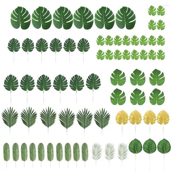 Декоративные цветы 70 штук 10 типов искусственные листья пальмовых листьев тропические растения
