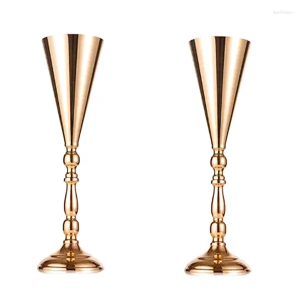 Vasos 2 pcs vaso de flor de mesa de casamento decoração de peças centrais de ouro ornamentos artificiais para a parte do aniversário