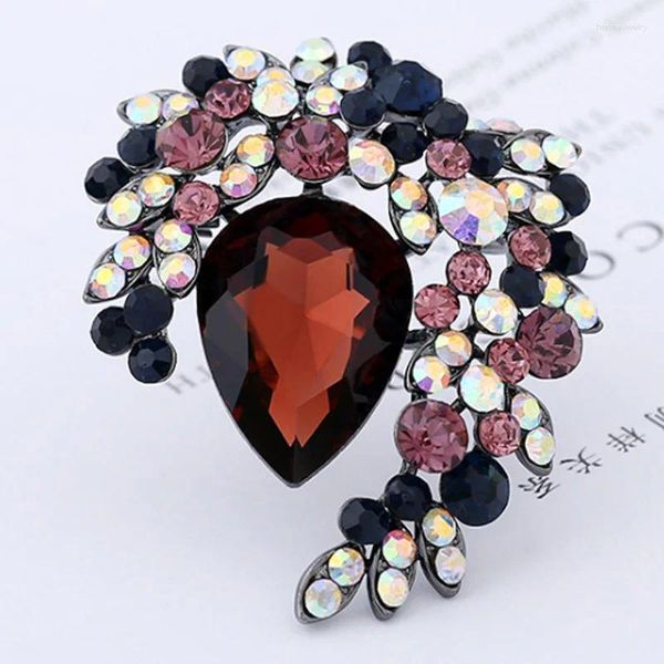 Broschen Donia Schmuck Champagner grauer Strassbrohr Bouquet Bijoux Frauen Blume Hijab Pins BROACHES SEHR NICE WEIHN