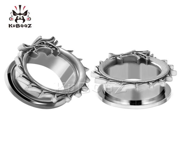 Kubooz Edelstahl Drache Eat Heckohrstöpsel Tunnel Ohrring -Messgeräte Körperschmuck Piercing Streters Expanders Ganz 825m9751321