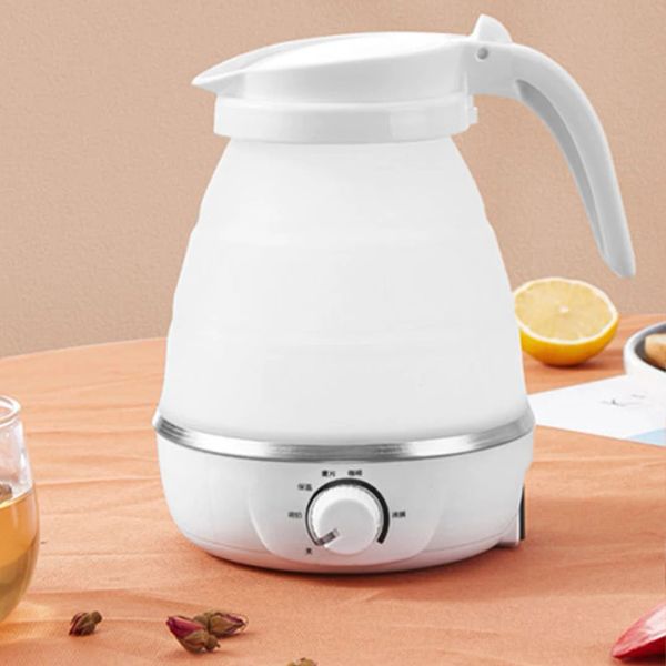 Kettles O aquecedor de água portátil dobrável 0,6L 600W 110/220V Mini chaleira elétrica para viajar para casa Tea panela água Silica Gel