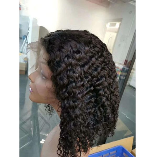 Cabelo da Virgem Malásia Cabelo Humano Lace Fronteiro Bob peruca 13x4 Onda profunda onda profunda cor natural Curly Yirubeauty 1216innch4848930