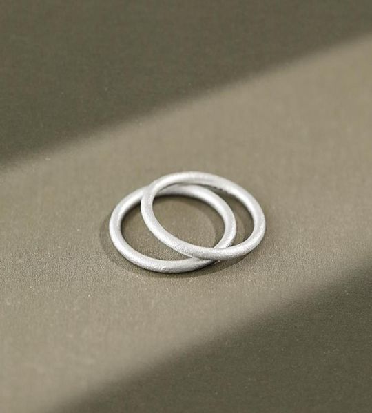 Estilo coreano S925 Sterling Silver Ring Ins Simple AllMatch Antigo Anel Fino Estudante Mulher Silver 18 K Gold3905643