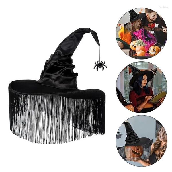 Berets Schwarze Hexenhut für Halloween Adult Wizard Cosplay -Party -Kopfbedeckung