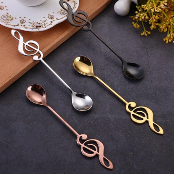 Кофе Scoops 7pcs нержавеющая сталь музыкальные ноты, помешивание Spoon Set Mug Музыкальный бар мороженое творческий подарок детей