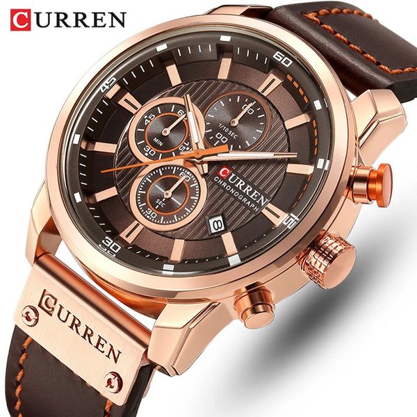 Curren Brand Watch Men Leather Sports Watches Mens Army Military Quartz Owatch Chronograph Orologio maschile Relogio Masculino 240414