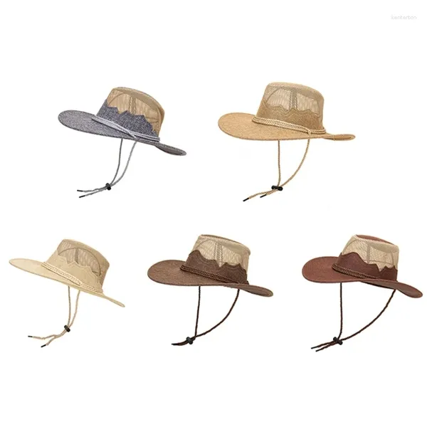 Berets 667e Cool Cowboy Hat Hatsables Summer Sunscreen Woven Cowgirl Theame Parte Gift для друга семьи