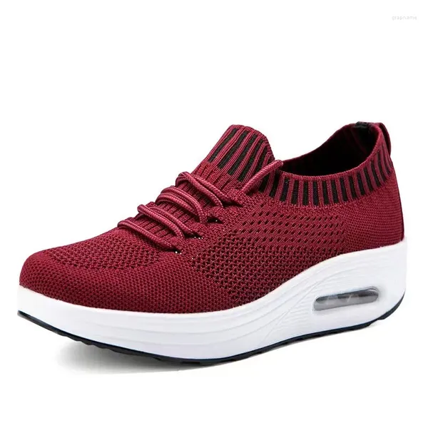 Scarpe casual munteggiabili da donna a maglia da donna Sneaker Sneaker Slim Wedges Outdoor Walk Female Aumenta Swing Swing