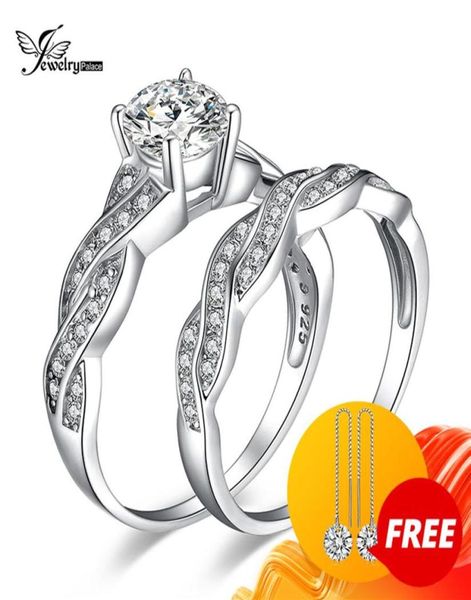 JPalace Infinity Congagement Ring Set 925 Серебряные кольца стерлингов для женских годовщиков обручальные кольца свадебные набор серебра 925 Ювелирные изделия 28267574