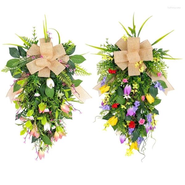 Flores decorativas Spring Wreath Wraitring Porta da frente para decorações de casamento de férias de jardim 95