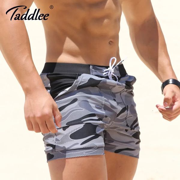 Бренд Taddlee Sexy Mens Swimwear Swimsuits Man Plus Big Size XXL Камуфляж Основной плавание пляж Длинные шорты боксер боксер 240412