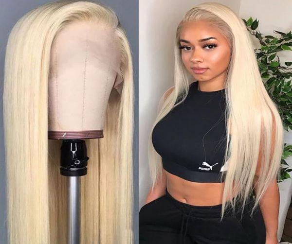 Voller Spitze menschliches Haar Perücken 613 Blonde für weiße Frauen Lange gerade transparente Spitzen -Vorderperücken mit Babyhaar 3545426